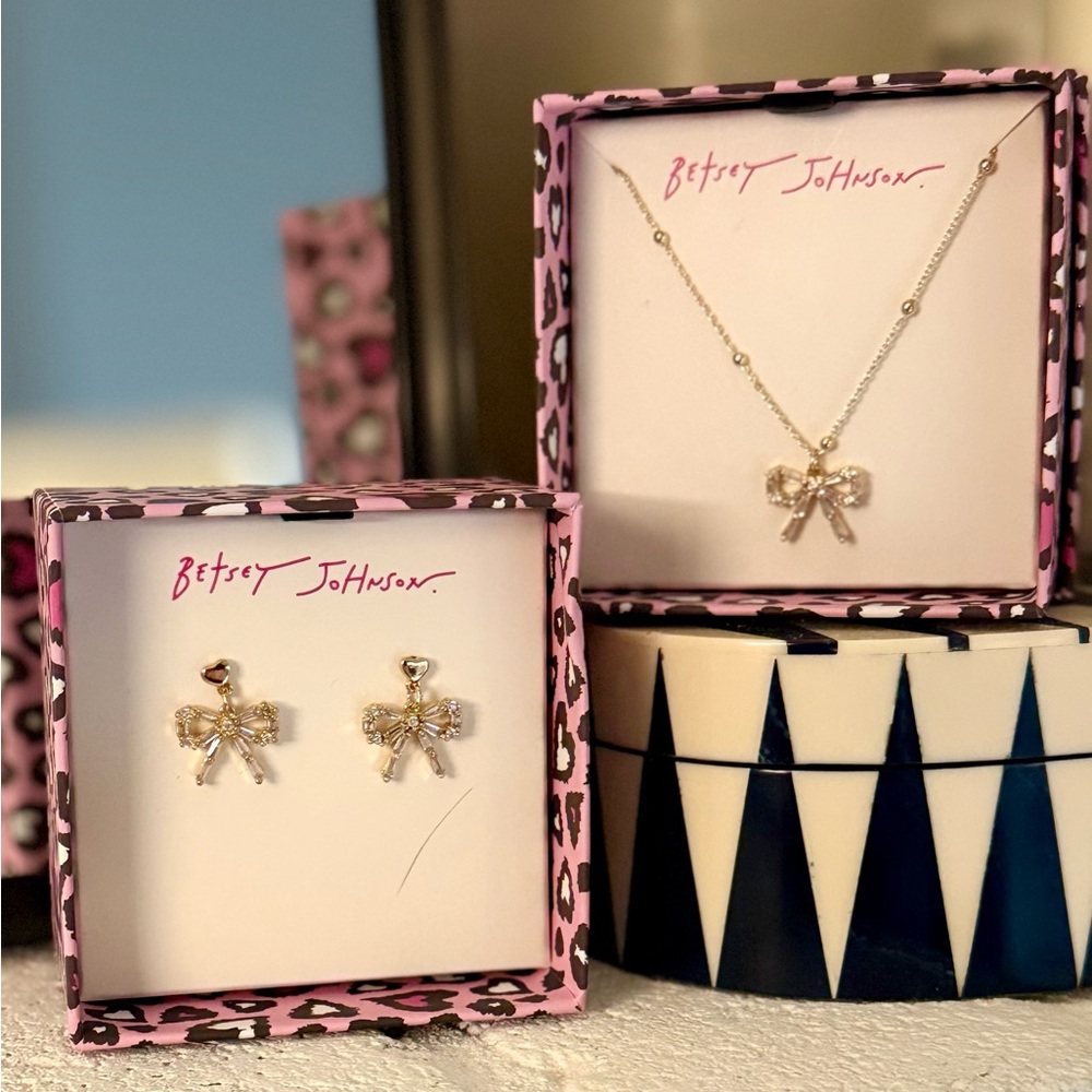 Betsey Johnson Gold Crystal Bow Earrings